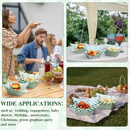 Geosar 100 Pcs Gingham Party Supply Disposable Paper Food Tray Bulk Disposable - Image 6