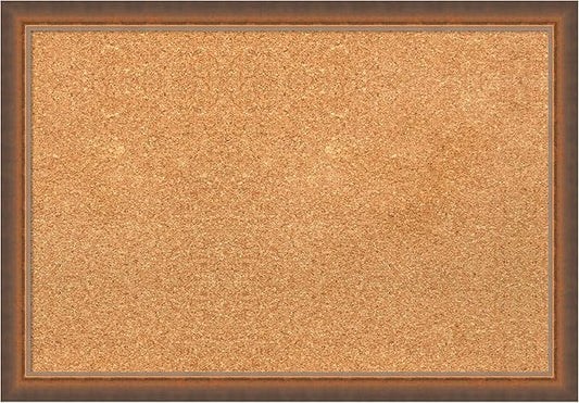 Amanti Art Natural Cork Board for Wall, 18x26 Vision Board with Bronze Frame, Medium Corkboard Office Decor for Home Organization, Modern Corkboard Pinboard to Display Items for Home Organization in-DeskLoop Office