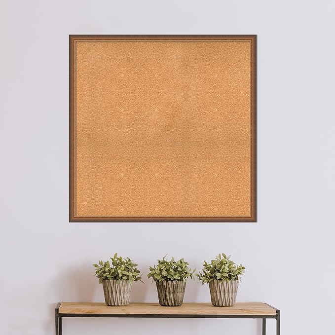 Amanti Art Natural Cork Board for Wall, 38x38 Vision Board with Bronze Frame, Oversize Corkboard Office Decor for Home Organization, Modern Corkboard Pinboard to Display Items for Home Organization-DeskLoop Office