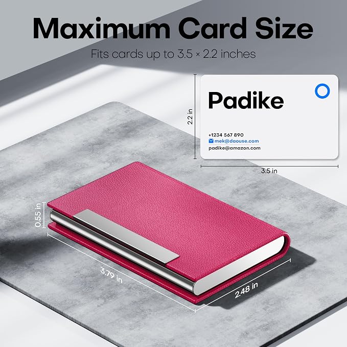Padike Business Card Holder, Business Card Case Professional PU Leather & - Image 5