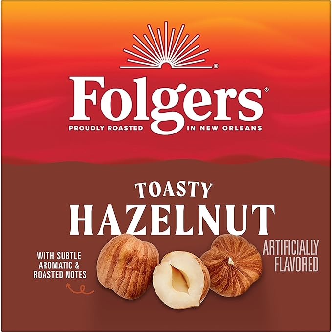 Folgers Toasty Hazelnut Artificially Flavored Coffee, Keurig K-Cup pods, 10 Count Box (Pack of 6)-DeskLoop Office