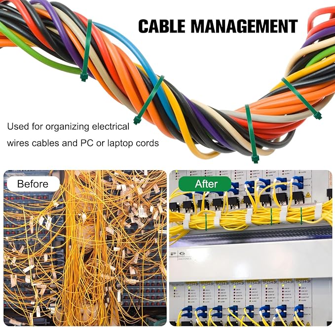 Zip Ties Assorted Sizes, 400 Pack, Plastic Wire Ties - Image 3