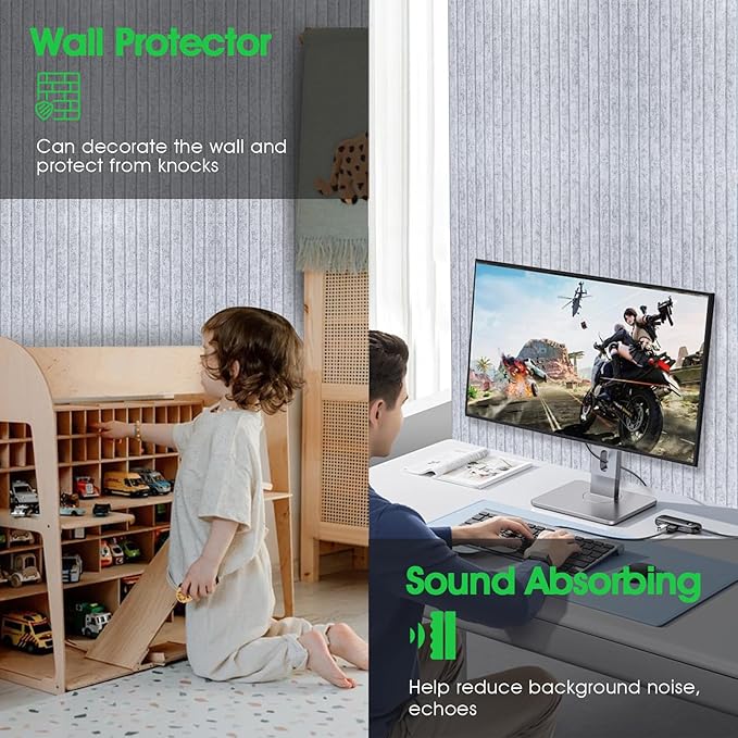 Large Cork Board for Office, 8 Pack Felt Wall Tiles with Slat Wall Paneling, Felt Bulletin Board Pin Board Cork Boards for Walls - Silver Gray-DeskLoop Office