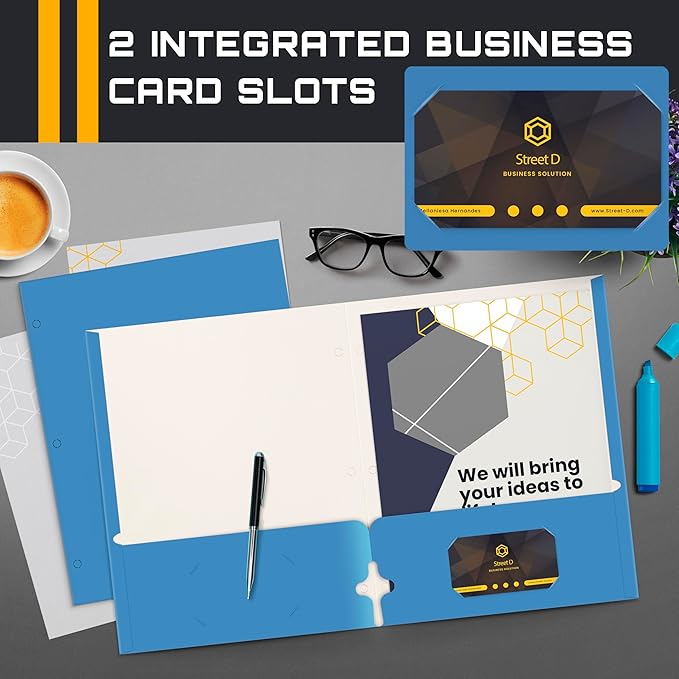 Better Office Products Blue Folders, 50 Pack Letter Size Two Pocket Folders - Image 3