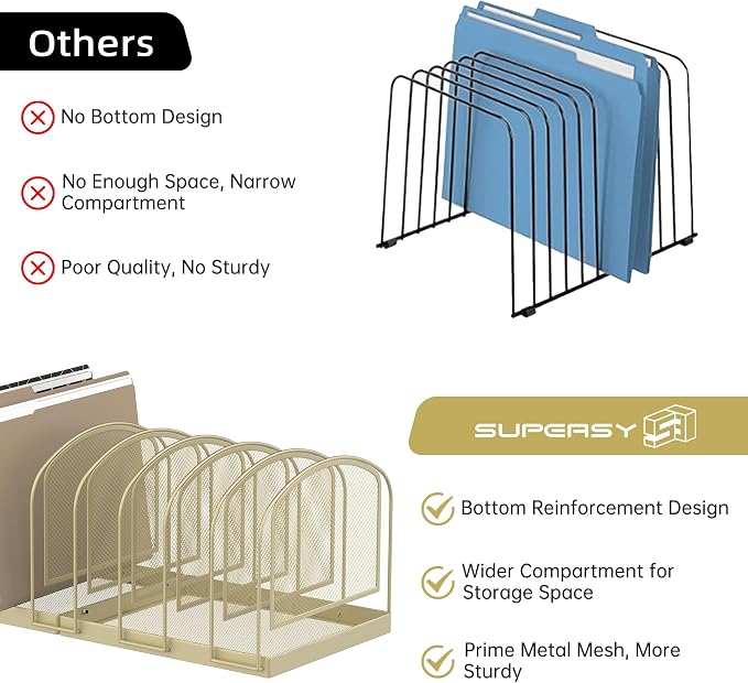 SUPEASY File Organizer 9-Section Mesh Desk Organizer, Upright File Organizer - Image 2
