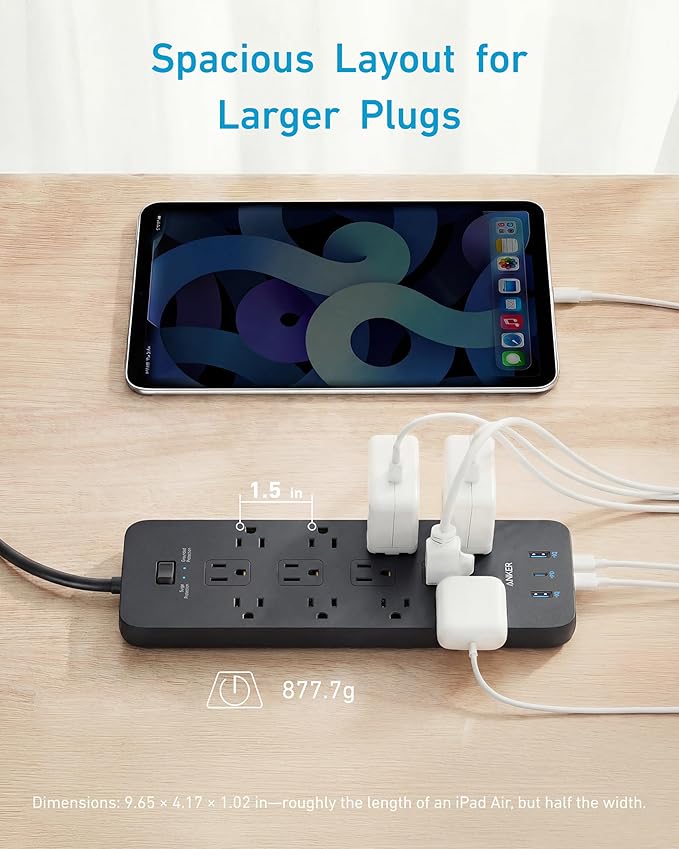 Anker Power Strip with 2100J Surge Protector, Outlet Extender, 10ft Extension - Image 5