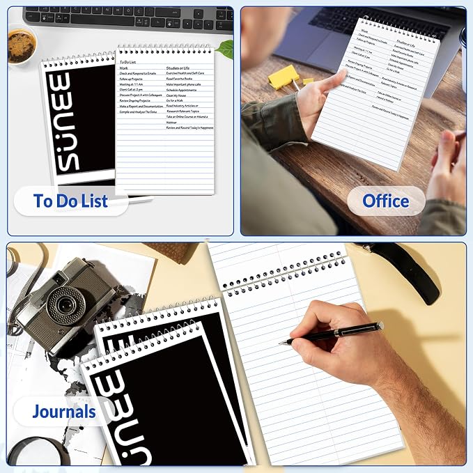 SUNEE 2 Pack Steno Pads 6x9, Gregg Rule, 60 Sheets, Spiral Notebook 6x9 - Image 5