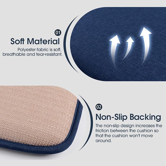 TushGuard Chair Cushions, 4 Pack Memory Foam Chair Pads, Thin Seat Cushion - Image 2