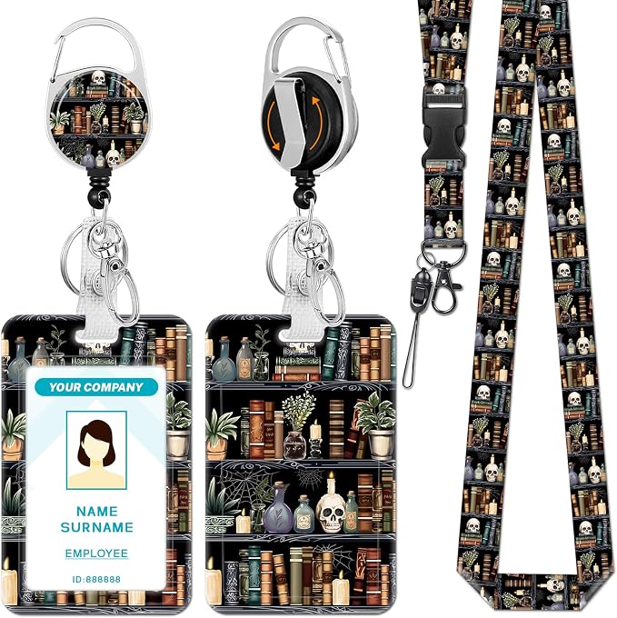 Hancynir Goth Bookshelf Skull Lanyard by Hancynir