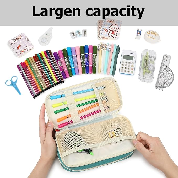 Large Capacity Pencil Case Multi-Slot Pencil Pouch Durable Pencil Box Portable Office Pen Bag with Zipper-DeskLoop Office