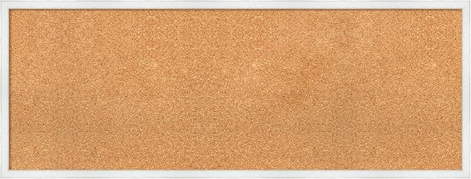 Amanti Art Natural Cork Board for Wall, 17x45 Vision Board with White Frame, Oversize Corkboard Office Decor for Home Organization, Country Rustic Corkboard Pinboard to Display Items for Home-DeskLoop Office