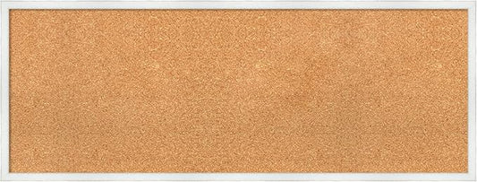 Amanti Art Natural Cork Board for Wall, 17x45 Vision Board with White Frame, Oversize Corkboard Office Decor for Home Organization, Country Rustic Corkboard Pinboard to Display Items for Home-DeskLoop Office