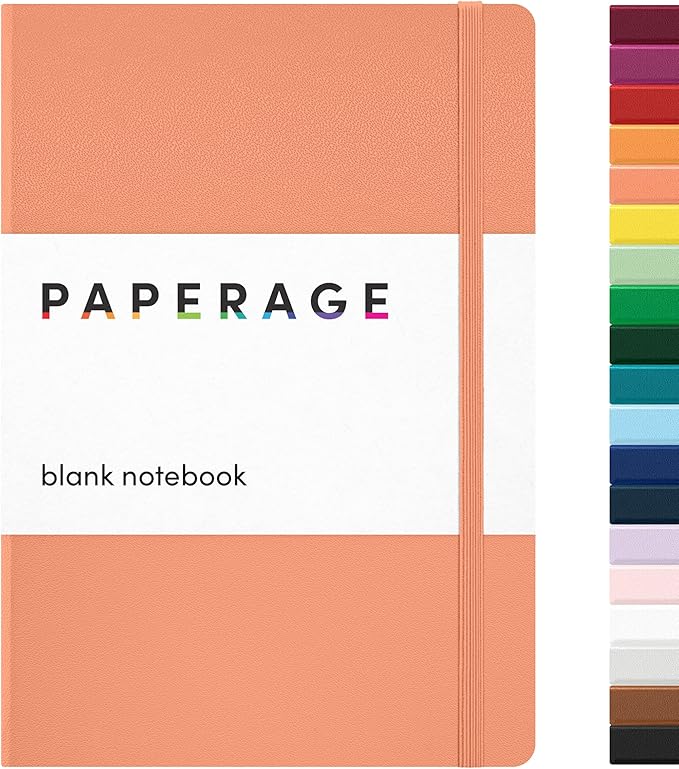 PAPERAGE Blank Journal Notebook, (Coral), 160 Pages, Medium 5.6 in x 8 in - 100 GSM Thick Paper – Hardcover Journaling Notebook for Work, School, Note Taking or Sketching-DeskLoop Office