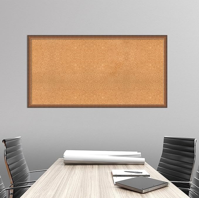 Amanti Art Natural Cork Board for Wall, 26x50 Vision Board with Bronze Frame, Oversize Corkboard Office Decor for Home Organization, Modern Corkboard Pinboard to Display Items for Home Organization-DeskLoop Office