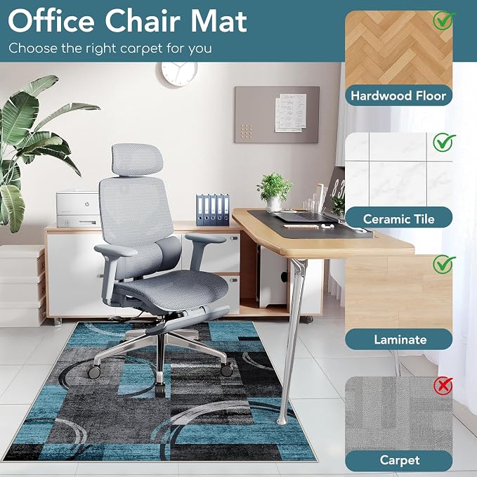 Office Chair Mat for Hardwood Floor&Tile Floor, Under Desk Rug for Rolling - Image 3