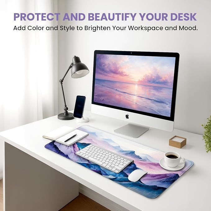 Aesthetic Desk Mat, Cute Distant Peaks Desk Pad Protector - Image 6