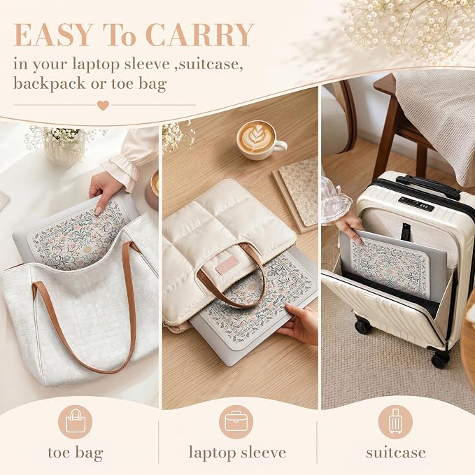 iCasso Aesthetic Small Floral Mouse Pad, Mini Portable Travel Mousepad - Image 6
