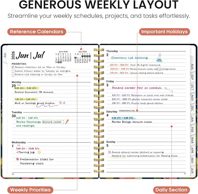 Planner 2026-2027, Academic Year Monthly and Weekly Calendar Planner, Jul 2026 - Image 3