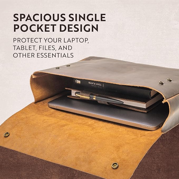 Moonster Leather Folder, Full Grain Leather File Folder Organizer Document - Image 4