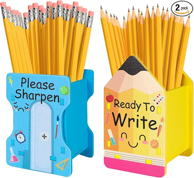 COCHIE 2 Pcs Pencil Shaped Pencil Holder Sharp and Dull Pencil Holder Wooden by COCHIE