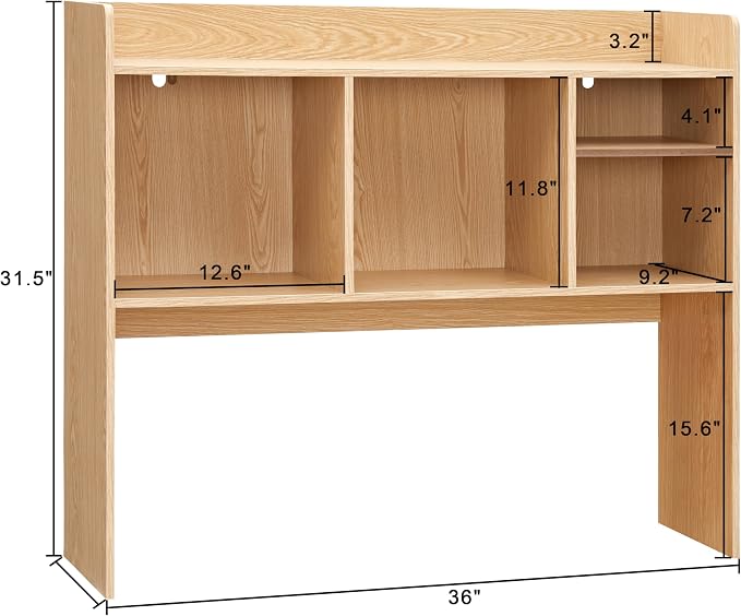 Nromant Desktop Bookshelf, Wooden Desk Storage Hutch - Image 2