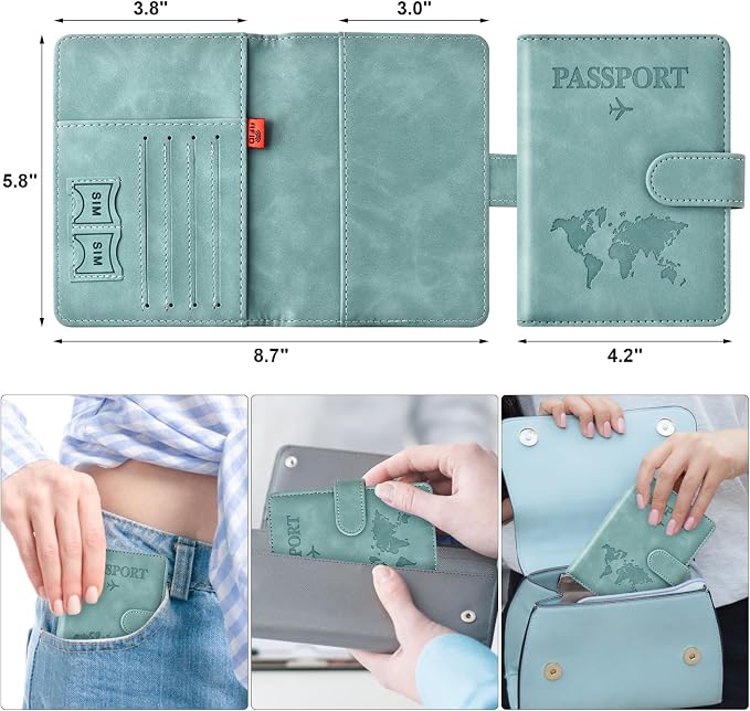 Eoehro Passport Holder for Travel Essentials, Passport Wallet Cover Case for - Image 2