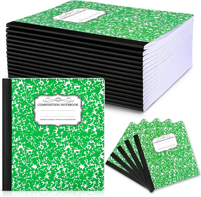 Seajan 20 Pack Composition Notebooks, Wide Ruled Paper, 7-1/2" x 9-3/4" Marble by Seajan