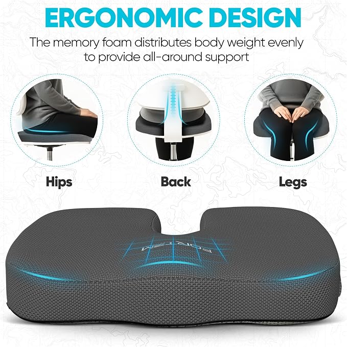 FORTEM Seat Cushion, Office Chair Cushion, Memory Foam Car Seat Cushions - Image 7