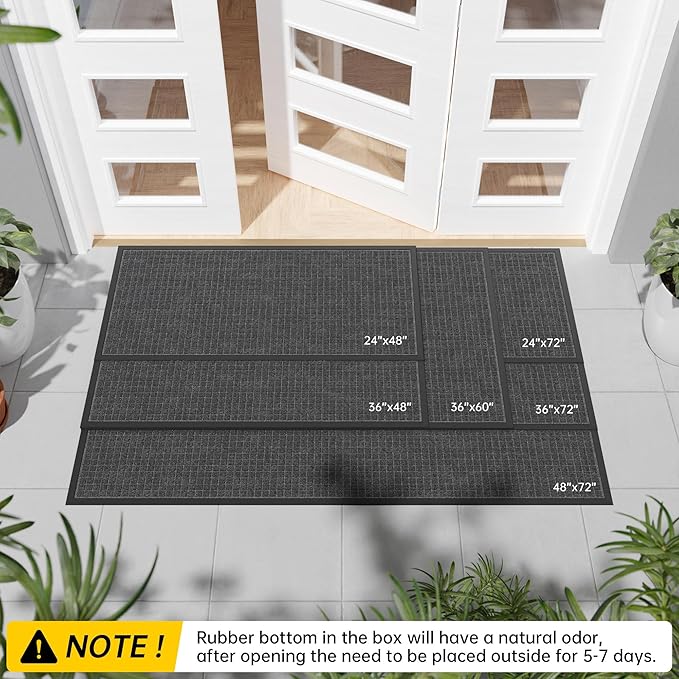Durable Front Door Mat, 72" x 24" Heavy Duty Indoor Outdoor Doormat for Entryway, Non-Slip Rubber Backing, Stain and Fade Resistant Commercial Floor Mat for Home Office Entry-DeskLoop Office