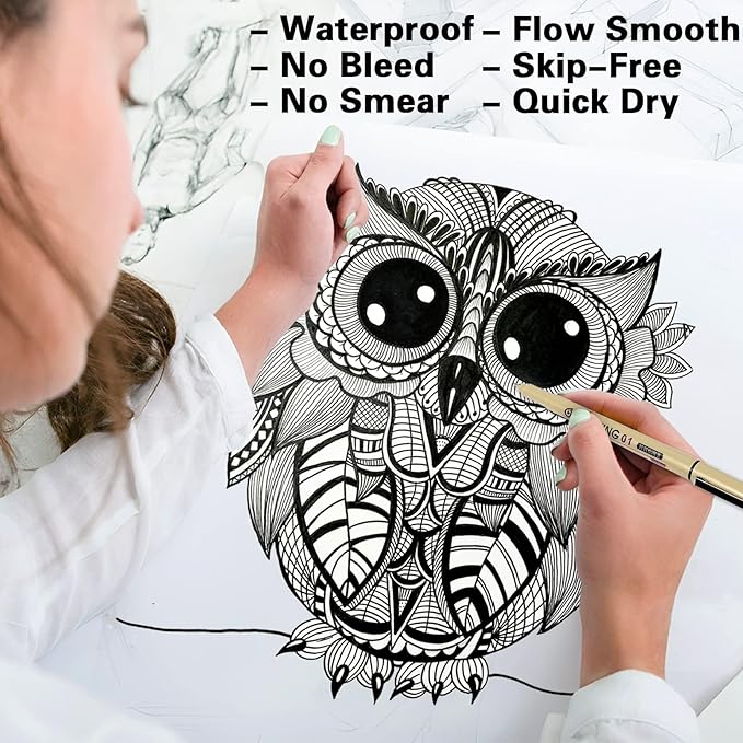 Muchcute Micro Fineliner Drawing Art Pens: 12 Black Fine Line Waterproof Ink - Image 4