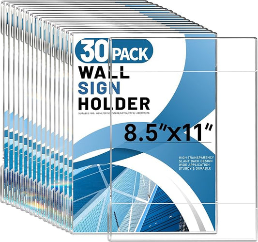 Aheroi 30Pcs Acrylic Sign Holder 8.5 x 11, No Drilling Acrylic Wall Frame Paper by Aheroi
