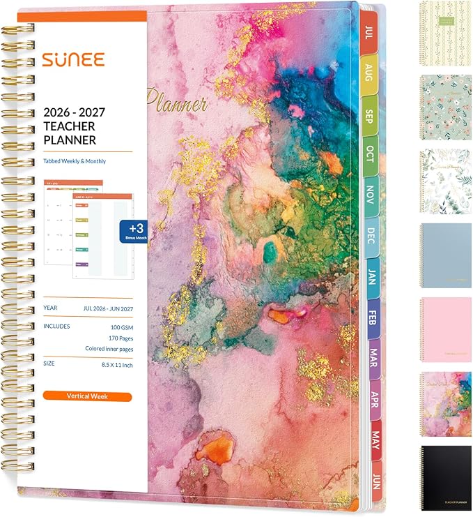 SUNEE Teacher Planner 2026-2027 Academic Year, Lite Lesson Planner Book by SUNEE