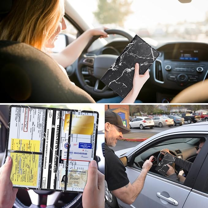 TILDOSAC 2Pack Leather Car Registration and Insurance Card Holder, Car Document - Image 4