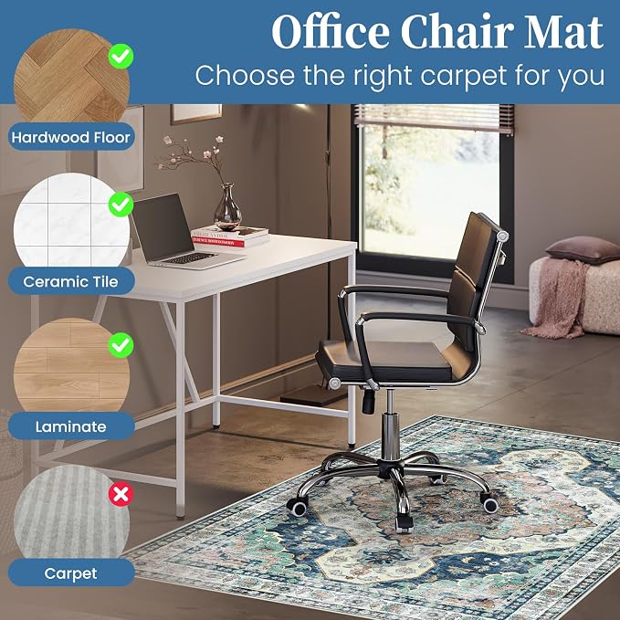 Office Chair Mat for Hardwood Floor&Tile Floor, Under Desk Rug for Rolling - Image 3