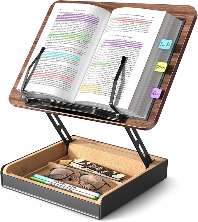 Book Stand with Storage, Book Holder by HUMANCOZY