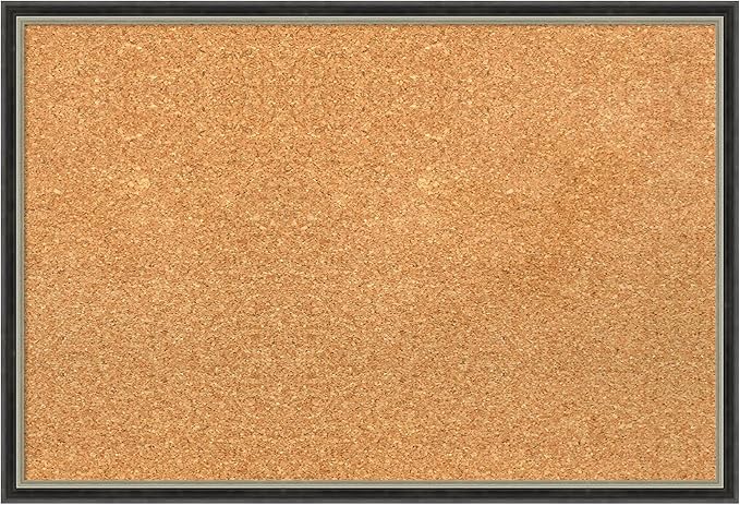 Amanti Art Natural Cork Board for Wall, 17x25 Vision Board with Black Wood Frame, Medium Corkboard Office Decor for Home Organization, Modern Contemporary Corkboard Pinboard to display items for home-DeskLoop Office