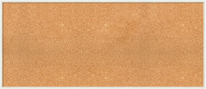 Amanti Art Natural Cork Board for Wall, 19x43 Vision Board with White Frame, Oversize Corkboard Office Decor for Home Organization, Modern Corkboard Pinboard to Display Items for Home Organization in-DeskLoop Office