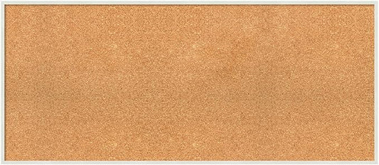 Amanti Art Natural Cork Board for Wall, 19x43 Vision Board with White Frame, Oversize Corkboard Office Decor for Home Organization, Modern Corkboard Pinboard to Display Items for Home Organization in-DeskLoop Office