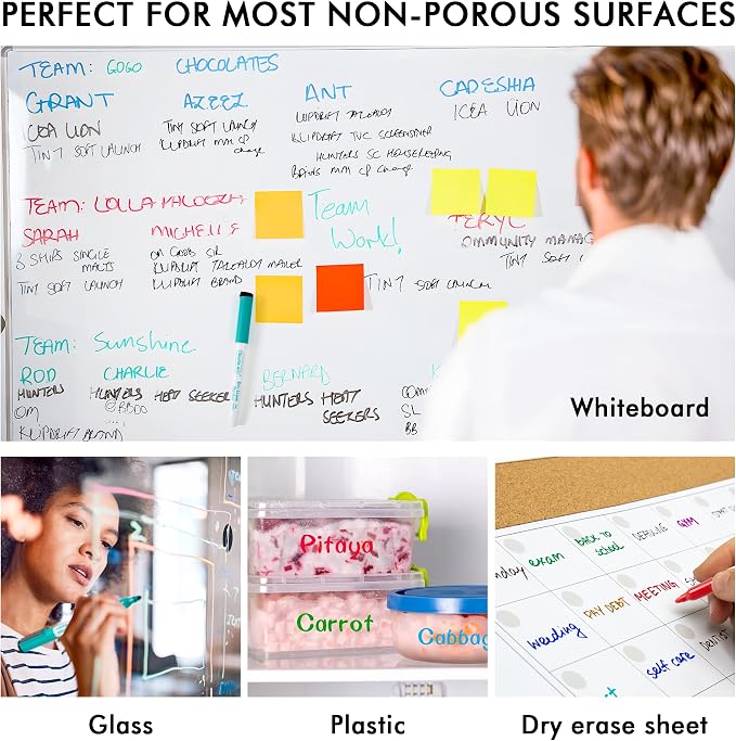 Shuttle Art Dry Erase Markers, 90 Bulk Pack 15 Colors Magnetic Whiteboard - Image 4