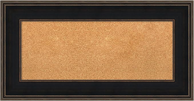 Amanti Art Natural Cork Board for Wall, 20x38 Vision Board with Brown Wood Frame, Medium Corkboard Office Decor for Home Organization, Casual Corkboard Pinboard to Display Items for Home Organization-DeskLoop Office