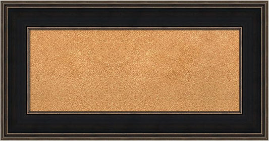 Amanti Art Natural Cork Board for Wall, 20x38 Vision Board with Brown Wood Frame, Medium Corkboard Office Decor for Home Organization, Casual Corkboard Pinboard to Display Items for Home Organization-DeskLoop Office