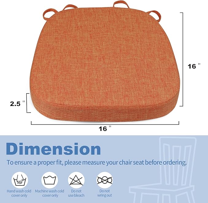 BUYUE Thickened 2.5" Dining Chair Cushions Set of 6, U-Shape High Density Foam - Image 3