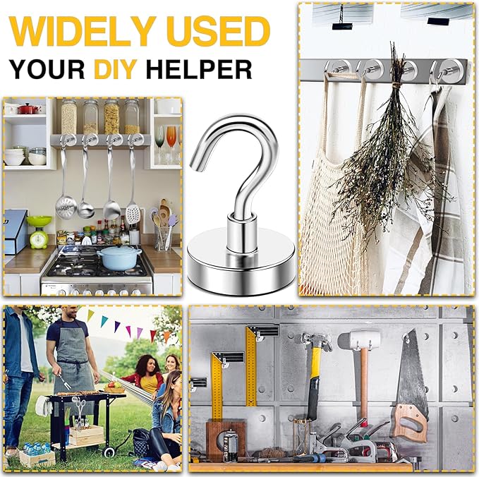 DIYMAG Magnetic Hooks, 85 LB Heavy Duty Strong Magnet - Image 6