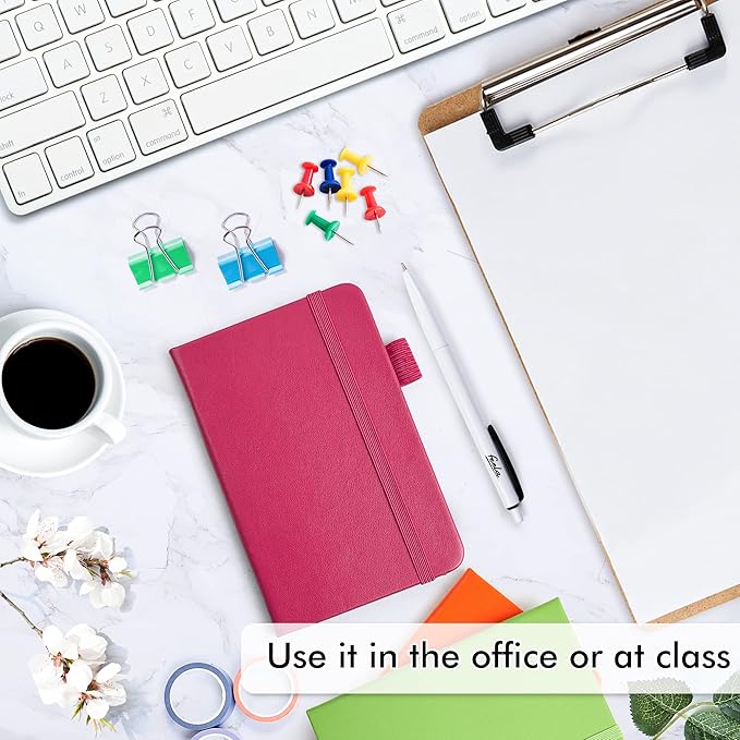 feela Pocket Small Notebooks Bulk, Mini Cute Notepads Hardcover College Ruled Lined Journals with Pen Holder for School Business Memos, with 15 Black Pens, 3.5”x 5.5”, 15 Pack, A6, Solid Colors-DeskLoop Office