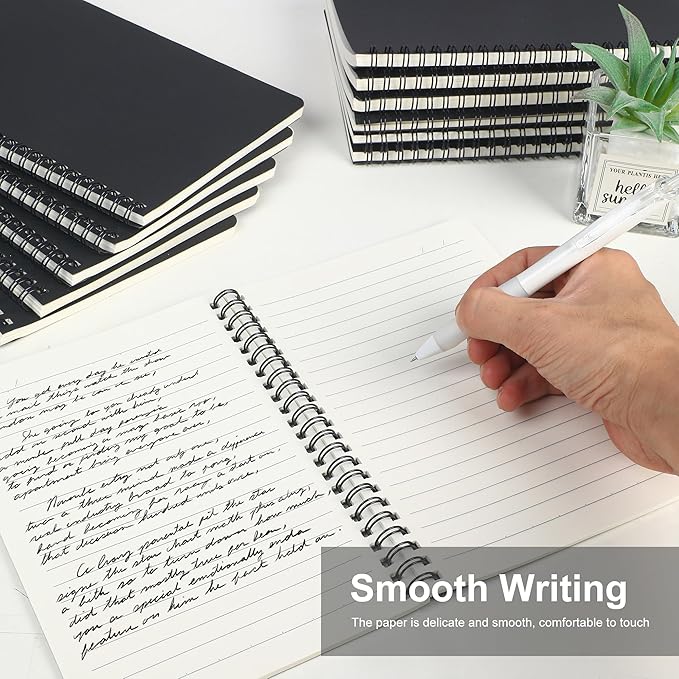 miikoul 60 Packs A5 Spiral Notebooks, Black Ruled Notebooks Bulk, 8.3"×5.5", 60 Sheets/120 Pages, Hardcover Lined Journal Notepad Travel Notebooks for Office and Back to School Supplies-DeskLoop Office