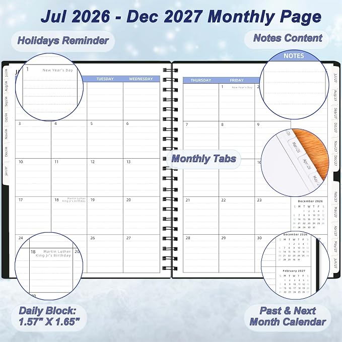 Monthly Planner 2026-2027, from Jul 2026-Dec 2027, 18 Months Calendar Book - Image 2