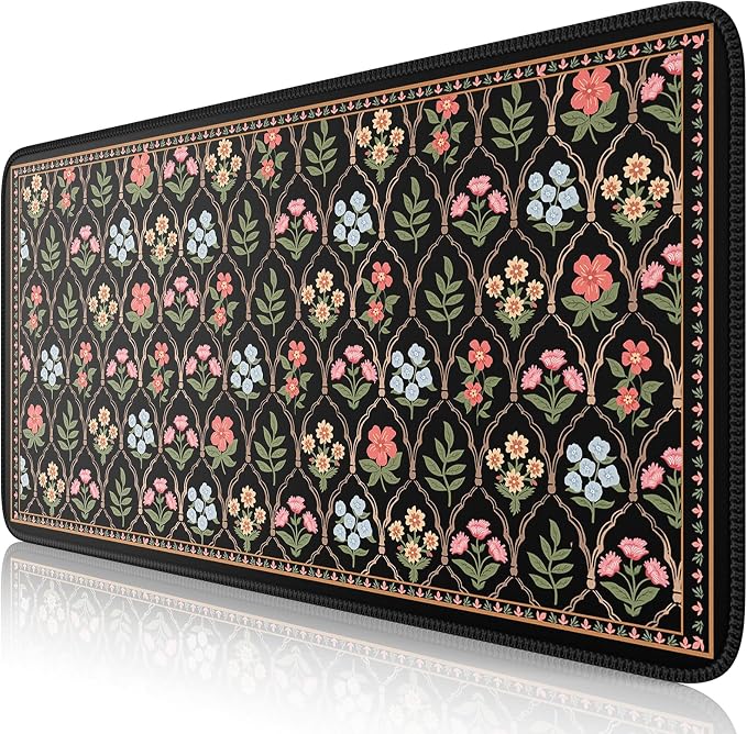 iCasso Floral Desk Pad Mat, Large Mouse Pad, Desk Matt by iCasso