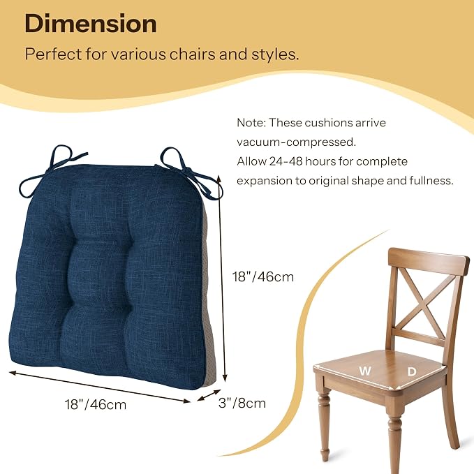 Chair Cushions for Dining Chairs 2 Pack, - Image 2