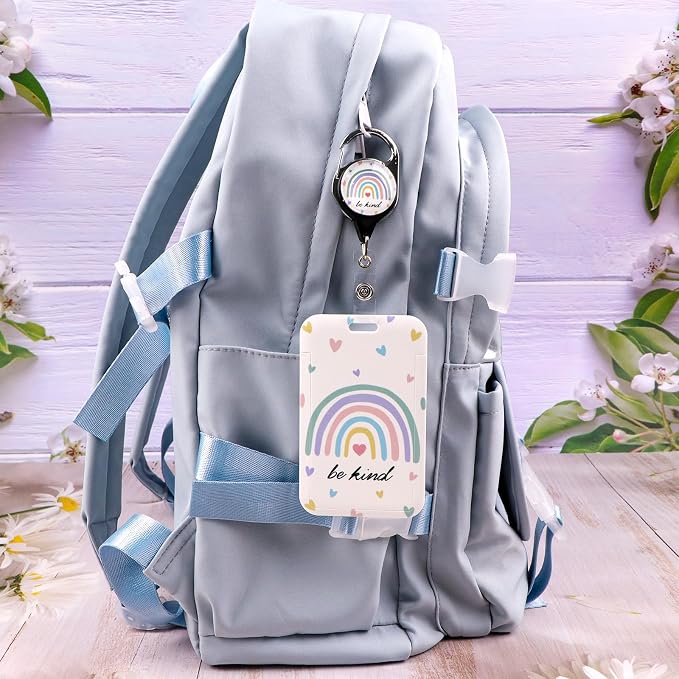 Cute Rainbow Be Kind ID Badge Holder Love Heart Preppy School Work Heavy Duty - Image 7