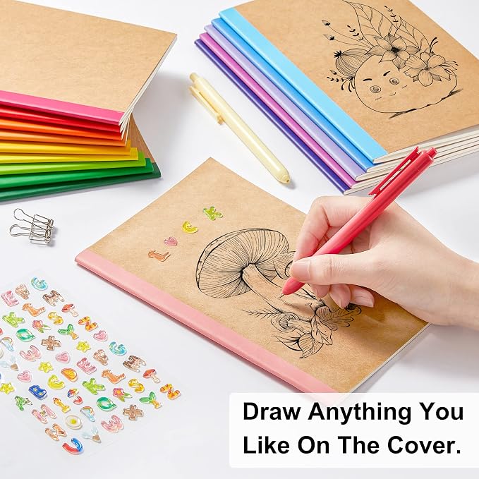 feela 48 Pack Composition Notebooks Bulk, Kraft Cover Lined Blank College Ruled - Image 3